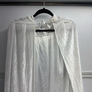 Elegant White Velvet Hooded Cape